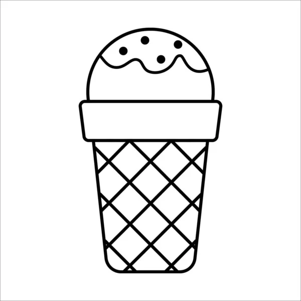 Vector Icon Sticker Ice Cream Topping Waffle Cup Design Printing — Stock Vector