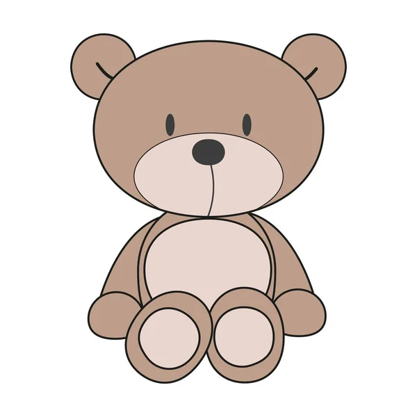 stock vector  Vector illustration of a cute teddy bear baby toy. Nice funny brown animal toy for kindergarten babies. Objects of education and development of children. Flat isolated illustration on white background