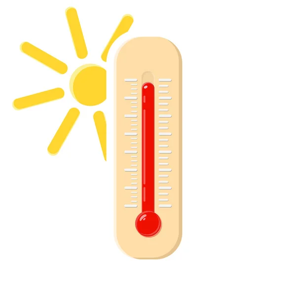Termometro Caldo Con Sole Temperatura Meteo Termometri Meteorologia Temperatura Dispositivo — Vettoriale Stock