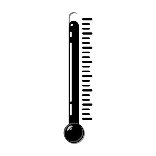 冷温度计 黑色和白色风格 温度表气象学 温度控制恒温器 平面矢量图标 医疗温度计 — 图库矢量图片