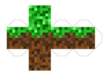Kağıt, şema, süpürme, kağıt işçiliği için Minecraft oyununun dokusunun vektör görüntüsü