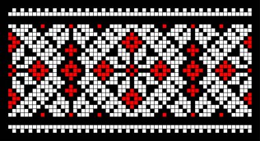 Etnik tarz, kimlik, vyshyvanka gibi Ukrayna süslemelerinin vektör illüstrasyonu, baskı giysileri, web siteleri, afişler için nakış