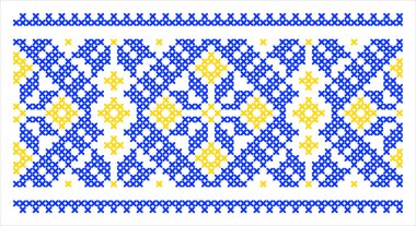 Etnik tarz, kimlik, vyshyvanka gibi Ukrayna süslemelerinin vektör illüstrasyonu, baskı giysileri, web siteleri, afişler için nakış