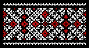 Etnik tarz, kimlik, vyshyvanka gibi Ukrayna süslemelerinin vektör illüstrasyonu, baskı giysileri, web siteleri, afişler için nakış