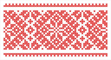 Etnik tarz, kimlik, vyshyvanka gibi Ukrayna süslemelerinin vektör illüstrasyonu, baskı giysileri, web siteleri, afişler için nakış