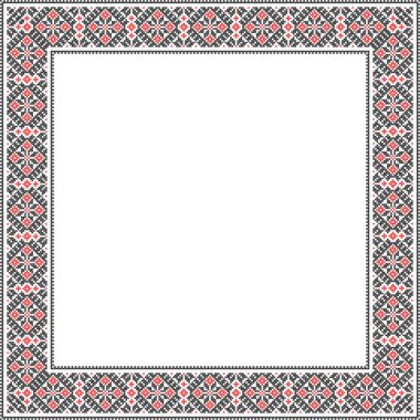 Etnik tarz, kimlik, vyshyvanka gibi Ukrayna süslemelerinin vektör illüstrasyonu, baskı giysileri, web siteleri, afişler için nakış. Geçmişi. Metin için çerçeve