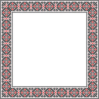 Etnik tarz, kimlik, vyshyvanka gibi Ukrayna süslemelerinin vektör illüstrasyonu, baskı giysileri, web siteleri, afişler için nakış. Geçmişi. Metin için çerçeve