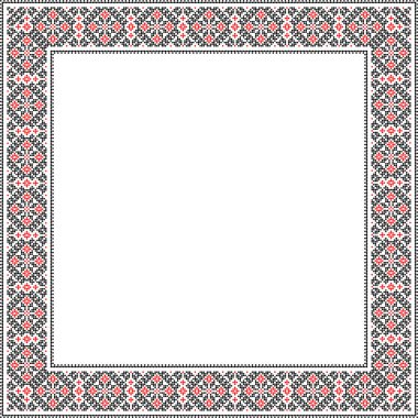 Etnik tarz, kimlik, vyshyvanka gibi Ukrayna süslemelerinin vektör illüstrasyonu, baskı giysileri, web siteleri, afişler için nakış. Geçmişi. Metin için çerçeve