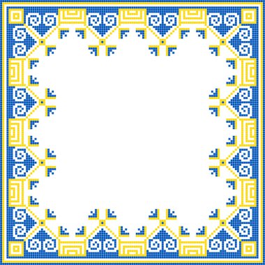 Etnik tarz, kimlik, vyshyvanka gibi Ukrayna süslemelerinin vektör illüstrasyonu, baskı giysileri, web siteleri, afişler için nakış. Geçmişi. Metin için çerçeve