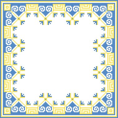 Etnik tarz, kimlik, vyshyvanka gibi Ukrayna süslemelerinin vektör illüstrasyonu, baskı giysileri, web siteleri, afişler için nakış. Geçmişi. Metin için çerçeve