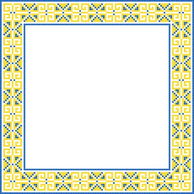 Etnik tarz, kimlik, vyshyvanka gibi Ukrayna süslemelerinin vektör illüstrasyonu, baskı giysileri, web siteleri, afişler için nakış. Geçmişi. Metin için çerçeve