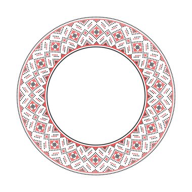 Etnik tarz, kimlik, vyshyvanka gibi Ukrayna süslemelerinin vektör illüstrasyonu, baskı giysileri, web siteleri, afişler için nakış. Geçmişi. Metin için çerçeve