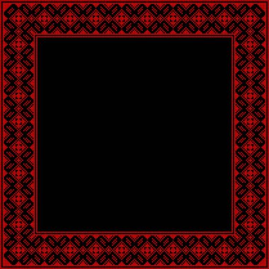 Etnik tarz, kimlik, vyshyvanka gibi Ukrayna süslemelerinin vektör illüstrasyonu, baskı giysileri, web siteleri, afişler için nakış. Geçmişi. Metin için çerçeve