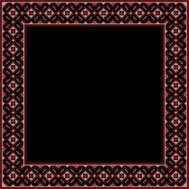 Etnik tarz, kimlik, vyshyvanka gibi Ukrayna süslemelerinin vektör illüstrasyonu, baskı giysileri, web siteleri, afişler için nakış. Geçmişi. Metin için çerçeve