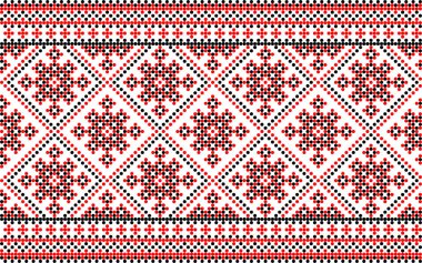 Etnik tarz, kimlik, vyshyvanka gibi Ukrayna süslemelerinin vektör illüstrasyonu, baskı giysileri, web siteleri, afişler için nakış. Arkaplan.