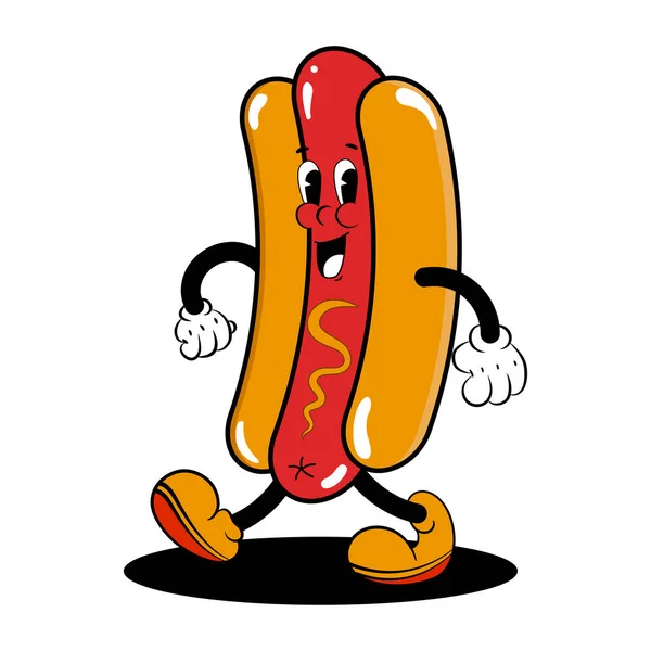 Hoş, gülümseyen, modaya uygun ve şık renklerde bir Hot Dog 'un vektör çizimi