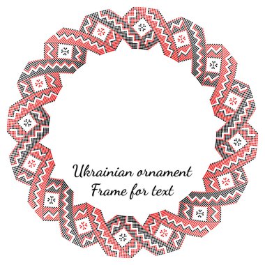 Etnik tarz, kimlik, vyshyvanka gibi Ukrayna süslemelerinin vektör illüstrasyonu, baskı giysileri, web siteleri, afişler için nakış. Arkaplan, çerçeve, sınır