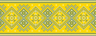 Etnik tarz, kimlik, vyshyvanka gibi Ukrayna süslemelerinin vektör illüstrasyonu, baskı giysileri, web siteleri, afişler için nakış. Arkaplan, çerçeve, sınır