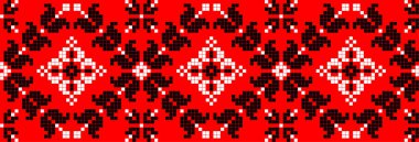 Etnik tarz, kimlik, vyshyvanka gibi Ukrayna süslemelerinin vektör illüstrasyonu, baskı giysileri, web siteleri, afişler için nakış. Geçmişi. Geometrik tasarım