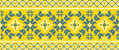 Etnik tarz, kimlik, vyshyvanka gibi Ukrayna süslemelerinin vektör illüstrasyonu, baskı giysileri, web siteleri, afişler için nakış. Geçmişi. Geometrik tasarım