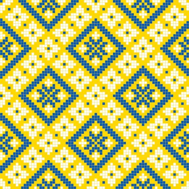 Etnik tarz, kimlik, vyshyvanka gibi kusursuz Ukrayna süsü desenleri, basılı kıyafetler, web siteleri, afişler, posterler için nakışlar. Vektör illüstrasyon arkaplanı