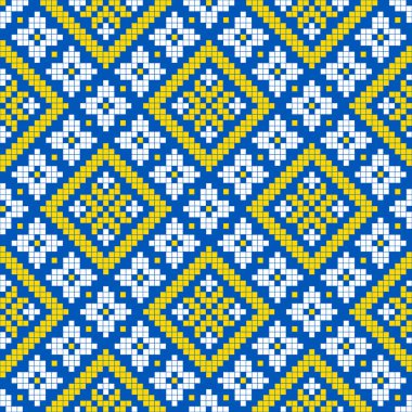 Etnik tarz, kimlik, vyshyvanka gibi kusursuz Ukrayna süsü desenleri, basılı kıyafetler, web siteleri, afişler, posterler için nakışlar. Vektör illüstrasyon arkaplanı