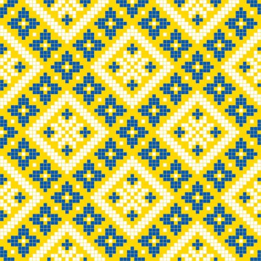 Etnik tarz, kimlik, vyshyvanka gibi kusursuz Ukrayna süsü desenleri, basılı kıyafetler, web siteleri, afişler, posterler için nakışlar. Vektör illüstrasyon arkaplanı