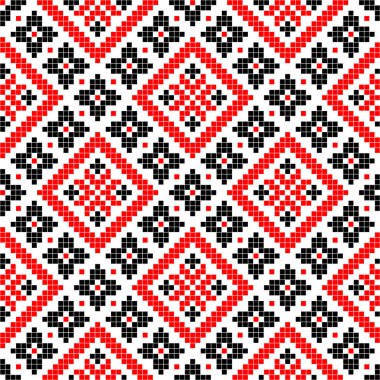 Etnik tarz, kimlik, vyshyvanka gibi kusursuz Ukrayna süsü desenleri, basılı kıyafetler, web siteleri, afişler, posterler için nakışlar. Vektör illüstrasyon arkaplanı