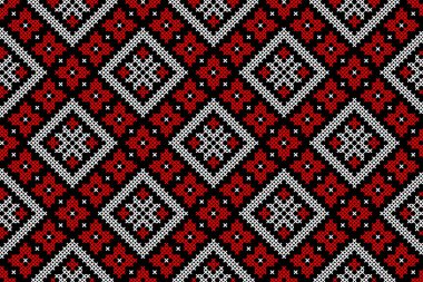 Etnik tarz, kimlik, vyshyvanka gibi kusursuz Ukrayna süsü desenleri, basılı kıyafetler, web siteleri, afişler, posterler için nakışlar. Vektör illüstrasyon arkaplanı