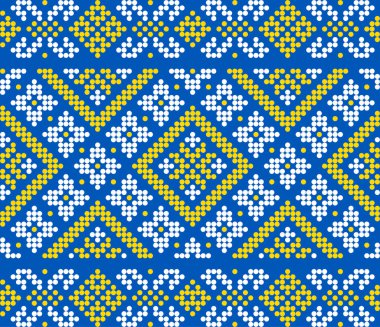 Etnik çiçek stili, kimlik, vyshyvanka, desenli giysiler için nakış, web siteleri, afişler gibi Ukrayna süslemeleri. Geçmişi. Geometrik tasarım, sınır, kopyalama alanı, çerçeve