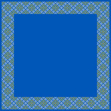 Etnik çiçek stili, kimlik, vyshyvanka, desenli giysiler için nakış, web siteleri, afişler gibi Ukrayna süslemeleri. Geçmişi. Geometrik tasarım, sınır, kopyalama alanı, çerçeve