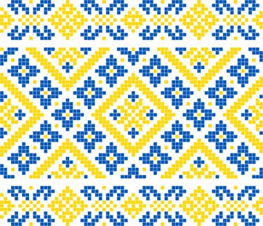 Etnik çiçek stili, kimlik, vyshyvanka, desenli giysiler için nakış, web siteleri, afişler gibi Ukrayna süslemeleri. Geçmişi. Geometrik tasarım, sınır, kopyalama alanı, çerçeve