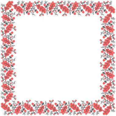 Meşe yaprakları ve meşe palamudu, kimlik, vyshyvanka, baskı giysileri, web siteleri, afişler içeren Ukrayna süslemeleri. Geçmişi. Çiçek tasarımı, sınır