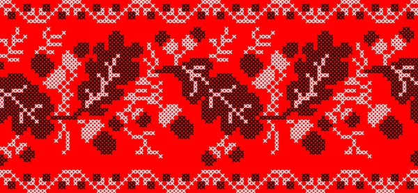 Vektorové Ilustrace Ukrajinského Ornamentu Etnickém Květinovém Stylu Dubovými Listy Žaludy — Stockový vektor