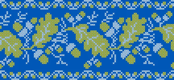 Ilustrasi Vektor Ornamen Ukraina Dalam Gaya Etnis Bunga Dengan Daun - Stok Vektor