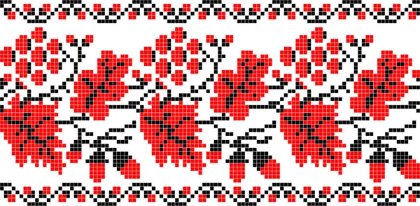 Векторная Иллюстрация Украинского Орнамента Этническом Цветочном Стиле Дубовыми Виноградными Листьями — стоковый вектор