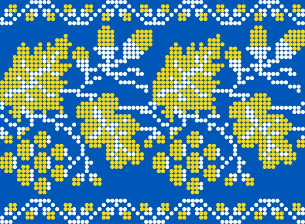 Векторная Иллюстрация Украинского Орнамента Этническом Цветочном Стиле Дубовыми Виноградными Листьями — стоковый вектор