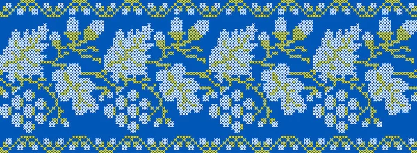 Vektorillustration Ukrainska Prydnad Etnisk Blomsterstil Med Och Vinblad Och Ekollon — Stock vektor