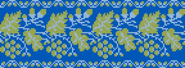 Vektor Ilustrasi Ornamen Ukraina Dalam Gaya Etnis Bunga Dengan Daun - Stok Vektor