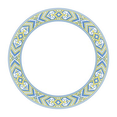 Etnik tarz, kimlik, vyshyvanka gibi Ukrayna süslemelerinin vektör illüstrasyonu, baskı giysileri, web siteleri, afişler için nakış. Geçmişi. Geometrik tasarım, sınır, kopyalama alanı, çerçeve