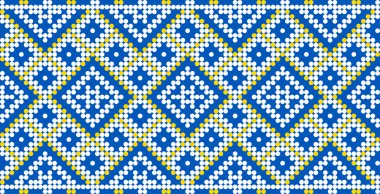 Etnik tarz, kimlik, vyshyvanka gibi Ukrayna süslemelerinin vektör illüstrasyonu, baskı giysileri, web siteleri, afişler için nakış. Geçmişi. Geometrik tasarım, sınır, kopyalama alanı, çerçeve