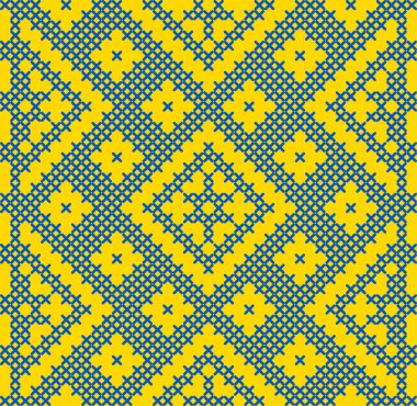 Etnik tarz, kimlik, vyshyvanka gibi Ukrayna süslemelerinin vektör illüstrasyonu, baskı giysileri, web siteleri, afişler için nakış. Geçmişi. Geometrik tasarım, sınır, kopyalama alanı, çerçeve