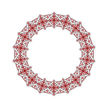 Etnik tarz, kimlik, vyshyvanka gibi Ukrayna süslemelerinin vektör illüstrasyonu, baskı giysileri, web siteleri, afişler için nakış. Geçmişi. Geometrik tasarım, sınır, kopyalama alanı, çerçeve
