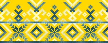 Etnik tarz, kimlik, vyshyvanka gibi Ukrayna süslemelerinin vektör illüstrasyonu, baskı giysileri, web siteleri, afişler için nakış. Geçmişi. Geometrik tasarım, sınır, kopyalama alanı, çerçeve