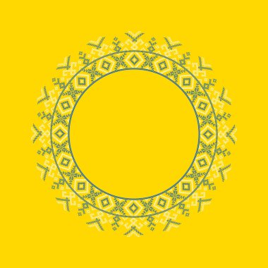 Etnik tarz, kimlik, vyshyvanka gibi Ukrayna süslemelerinin vektör illüstrasyonu, baskı giysileri, web siteleri, afişler için nakış. Geçmişi. Geometrik tasarım, sınır, kopyalama alanı, çerçeve
