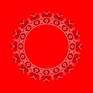 Etnik tarz, kimlik, vyshyvanka gibi Ukrayna süslemelerinin vektör illüstrasyonu, baskı giysileri, web siteleri, afişler için nakış. Geçmişi. Geometrik tasarım, sınır, kopyalama alanı, çerçeve