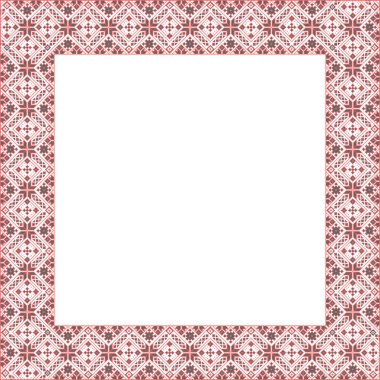 Vector illustration of Ukrainian ornament in ethnic style, identity, vyshyvanka, embroidery for print clothes, websites, banners. Background. Geometric design, border, copy space, frame clipart