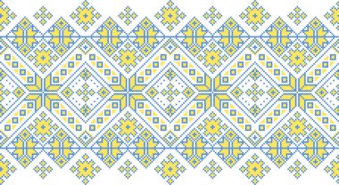 Etnik tarz, kimlik, vyshyvanka gibi Ukrayna süslemelerinin vektör illüstrasyonu, baskı giysileri, web siteleri, afişler için nakış. Geçmişi. Geometrik tasarım, sınır, kopyalama alanı, çerçeve