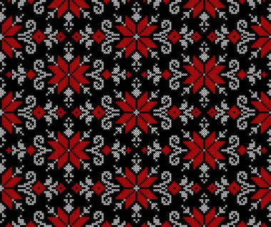 Etnik tarz, kimlik, vyshyvanka gibi kusursuz Ukrayna süsü desenleri, basılı kıyafetler, web siteleri, afişler, posterler için nakışlar. Vektör illüstrasyon arkaplanı