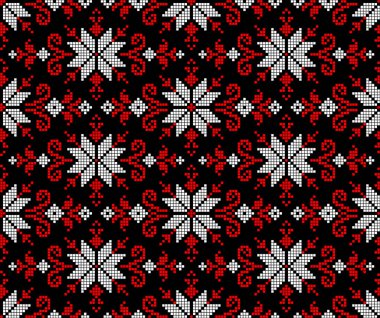 Etnik tarz, kimlik, vyshyvanka gibi kusursuz Ukrayna süsü desenleri, basılı kıyafetler, web siteleri, afişler, posterler için nakışlar. Vektör illüstrasyon arkaplanı